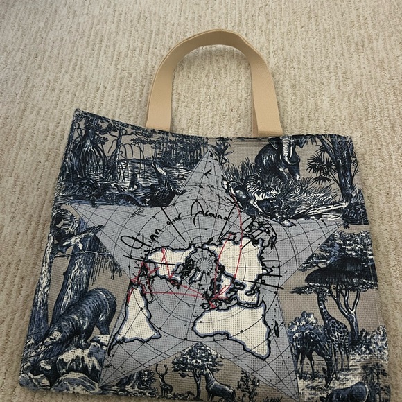 Dior Beach Tote Bag with Map and Animal Print - Picture 4 of 8